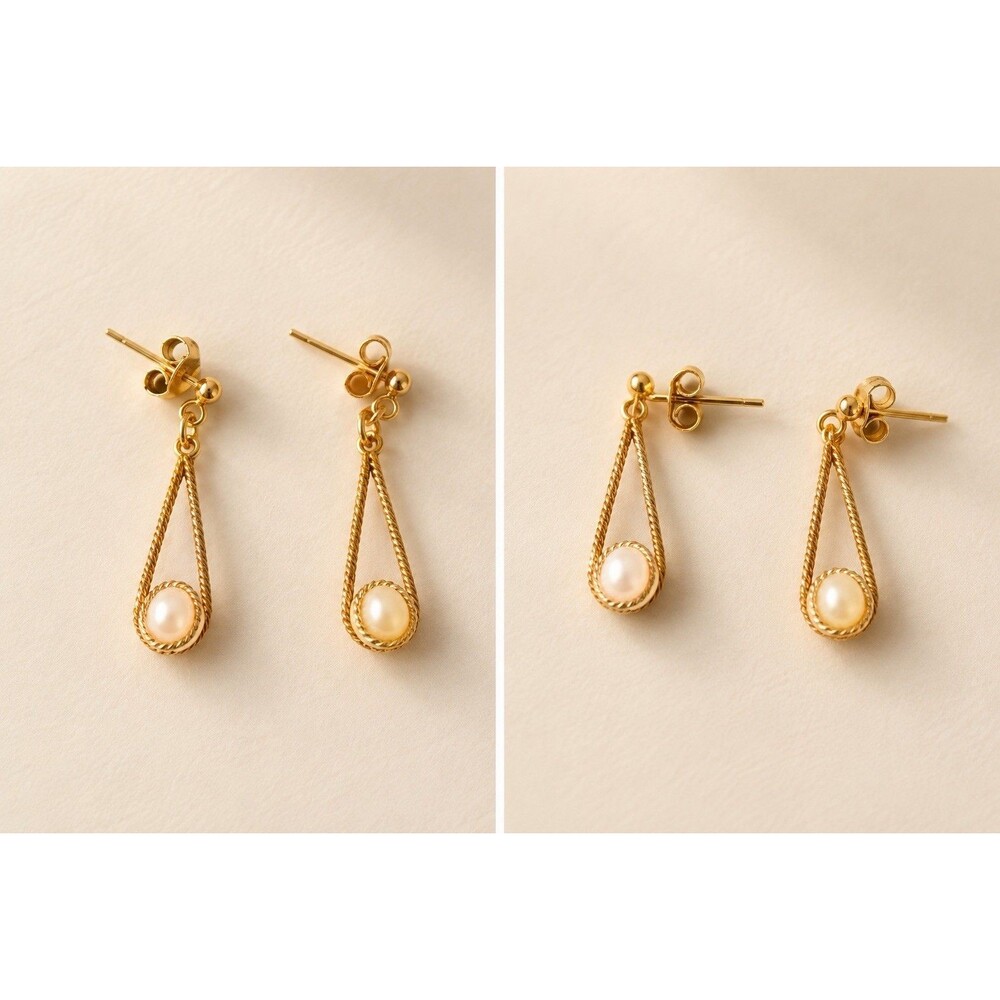 Gold-Plated Sterling Silver Freshwater Pearl Drop Earrings